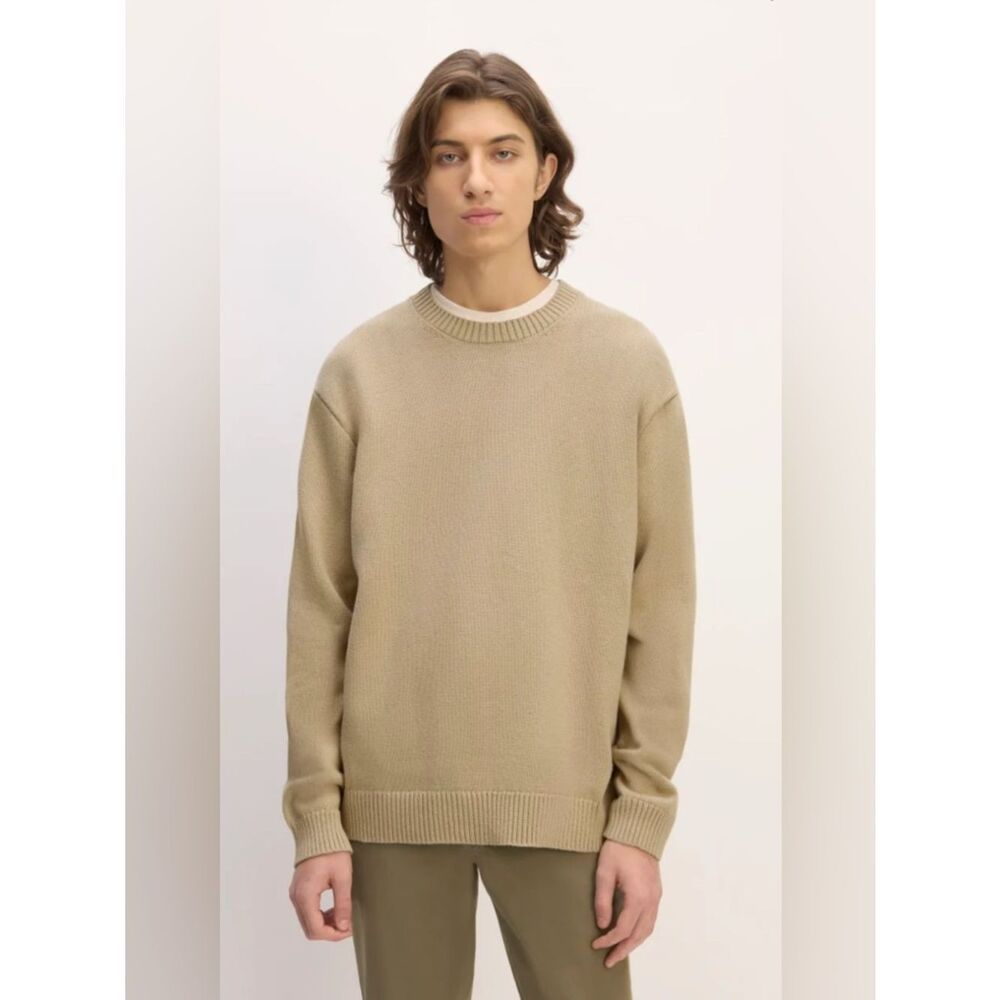 New Everlane THE CLASSIC SWEATER IN EVERYDAY COTTON in TRENCH COAT KHAKI Size XL